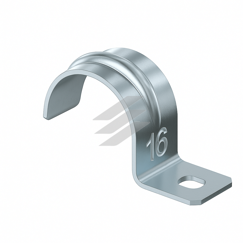 Скоба однолапкова для кріплення труб та металорукава ø16мм, Stilma